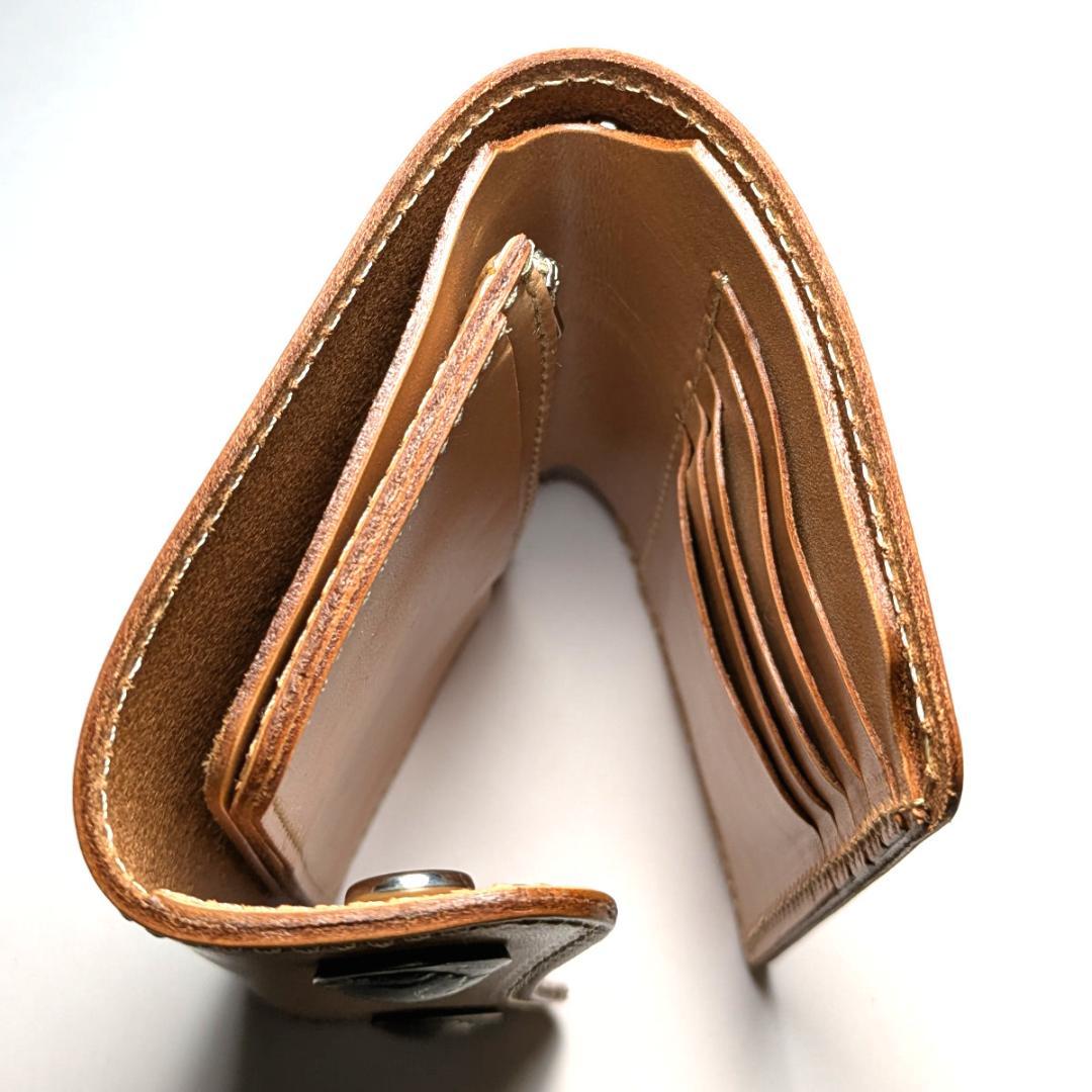 nbw1 新品 栃木レザー インディアンコンチョ付き財布 ヌメ革/ぬめ革/タン