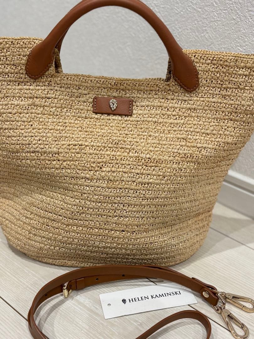 ヘレンカミンスキー 新品同様 ラフィアのカゴバッグ トートバッグ
