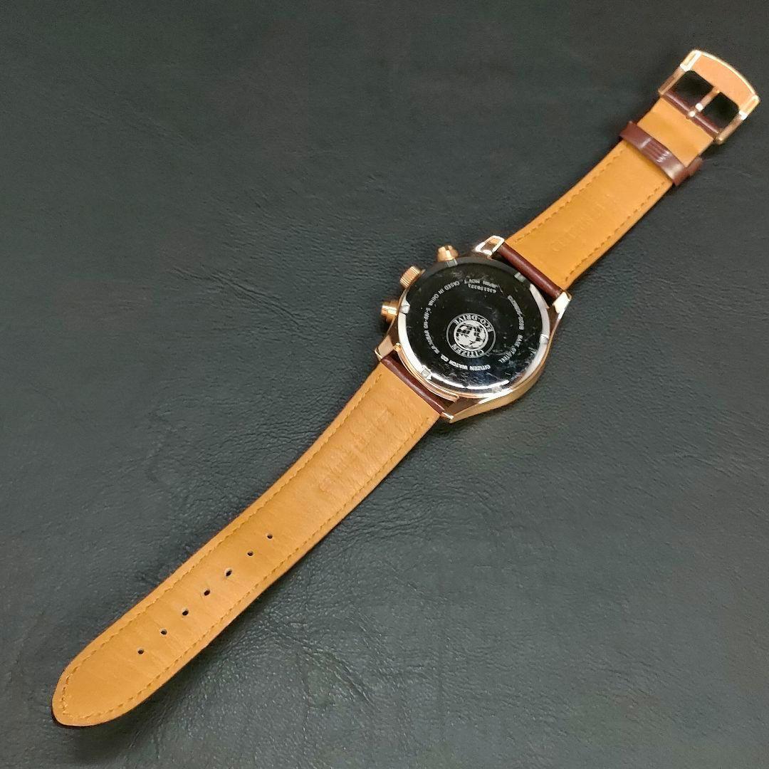 美品　CITIZEN　シチズン　ブラウン　ゴールド　レザー　ソーラー　メンズ