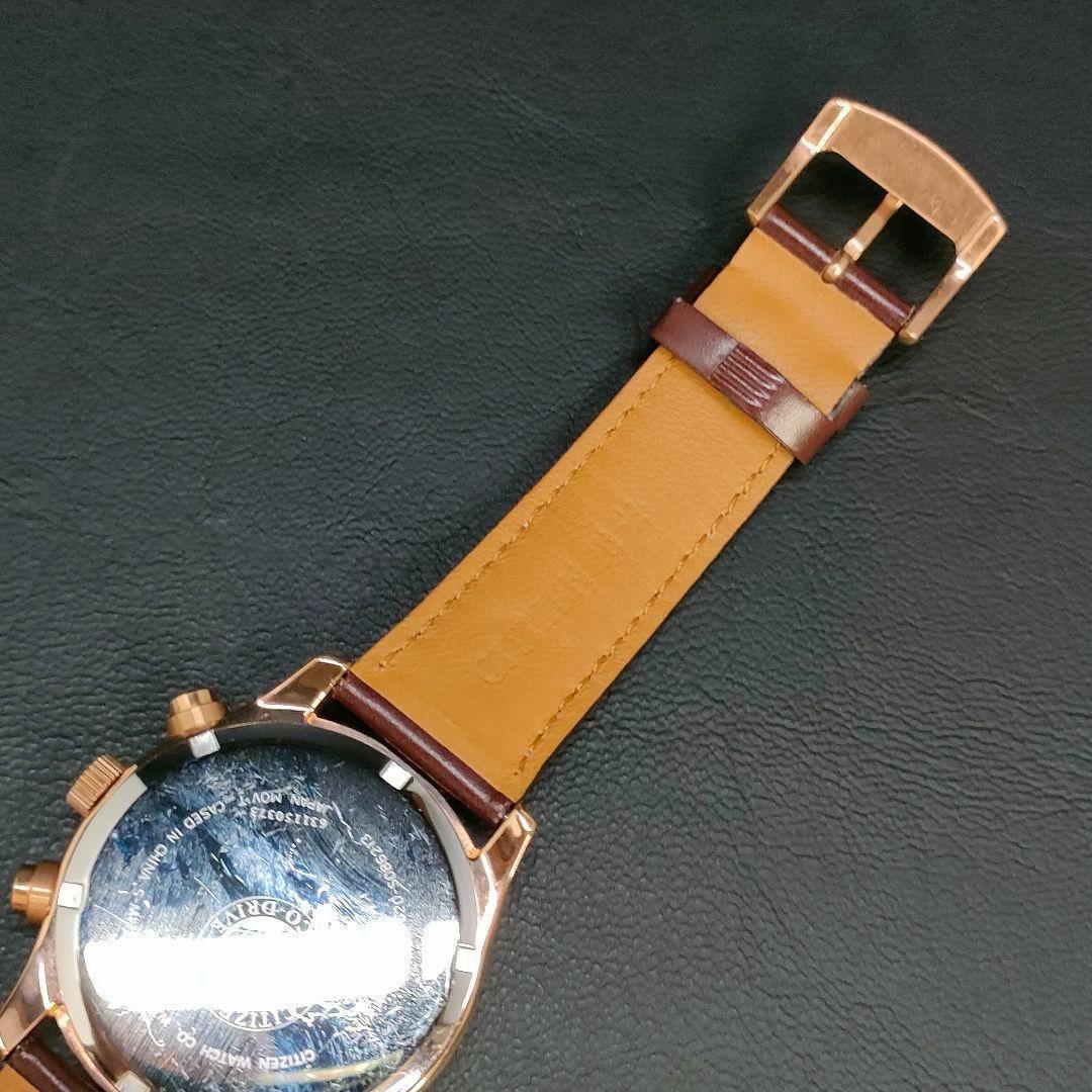 美品　CITIZEN　シチズン　ブラウン　ゴールド　レザー　ソーラー　メンズ