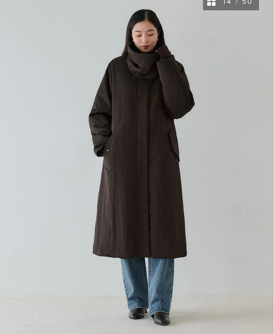 crewre クルーレ 2wayノーカラーパファーコート ブラウン　サイズ3