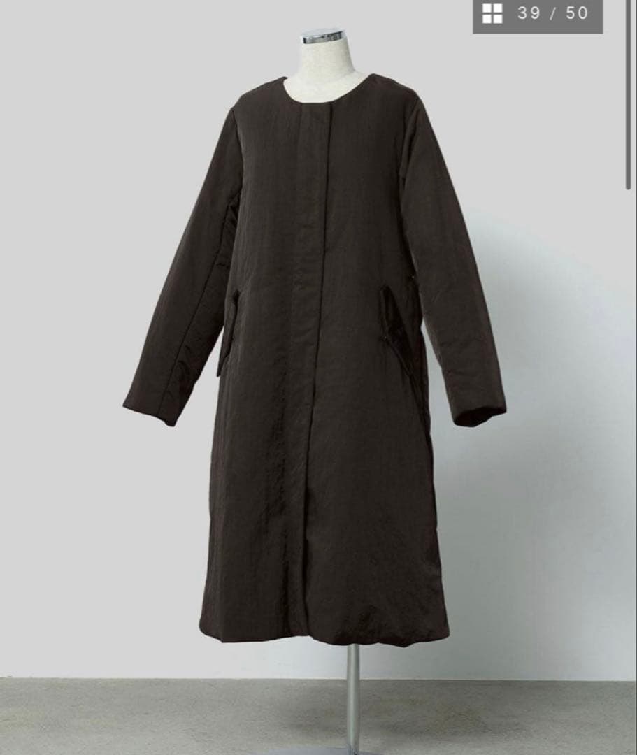 crewre クルーレ 2wayノーカラーパファーコート ブラウン　サイズ3