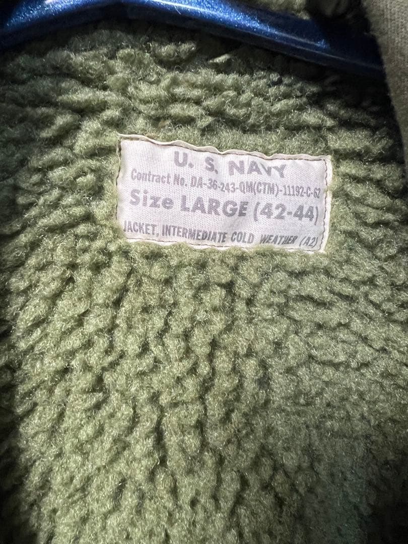 あ*れ様 U.S. NAVY 中間冷気用ジャケット Lサイズ オリーブグリーン