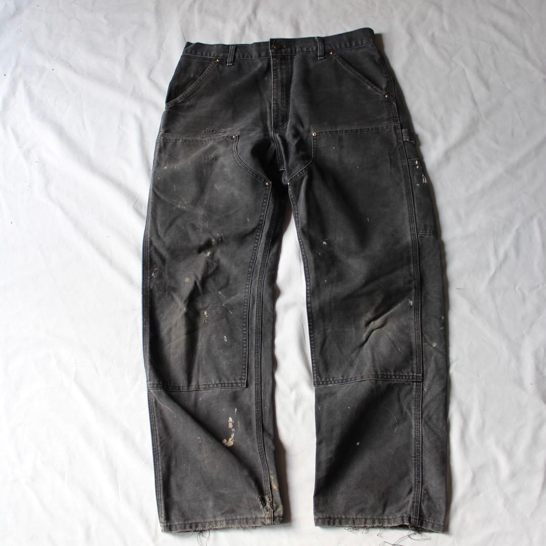 鬼雰囲気•神サイズ Carhartt ダブルニー ペインターパンツ BLK us