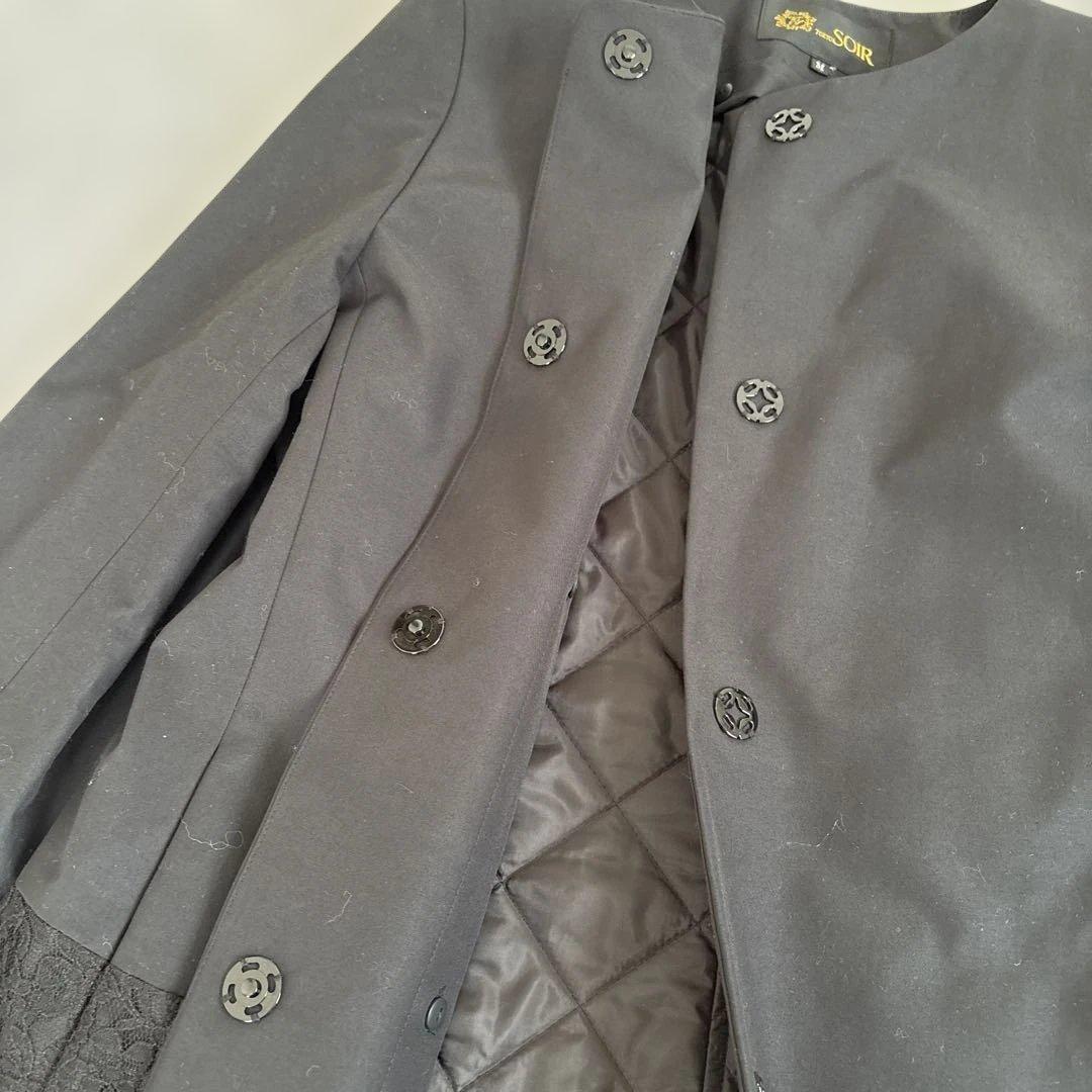 東京ソワール　ライナー付き　ロングコート　上品なレース☆サイズM