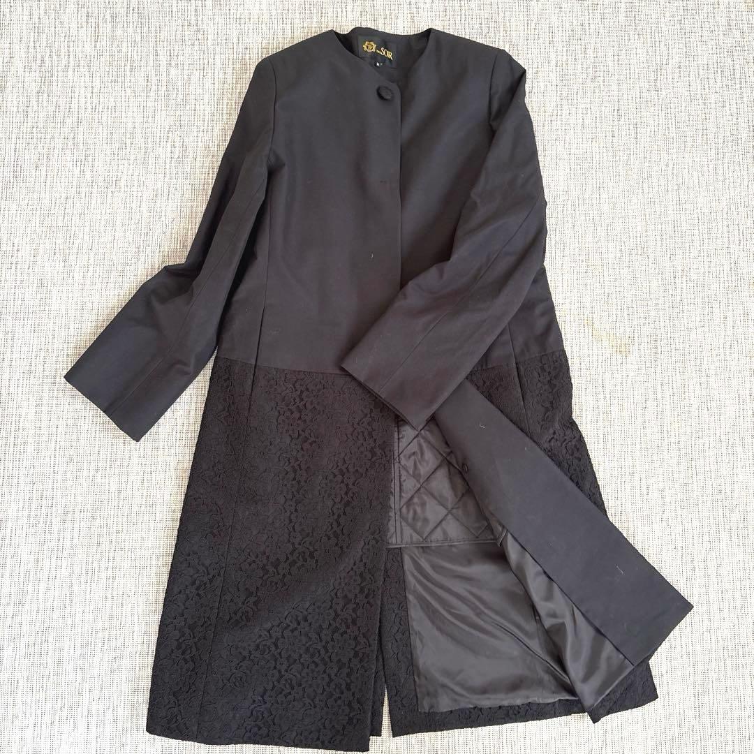 東京ソワール　ライナー付き　ロングコート　上品なレース☆サイズM