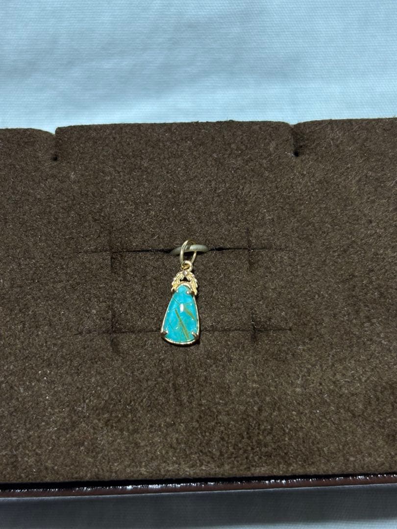 アガット　ネックレスチャーム　K10 ターコイズ　ルチルクォーツ