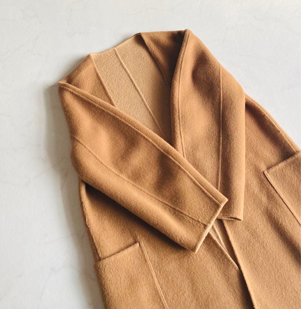 allureville ウール リバー ロングコート ウール100% バイカラー