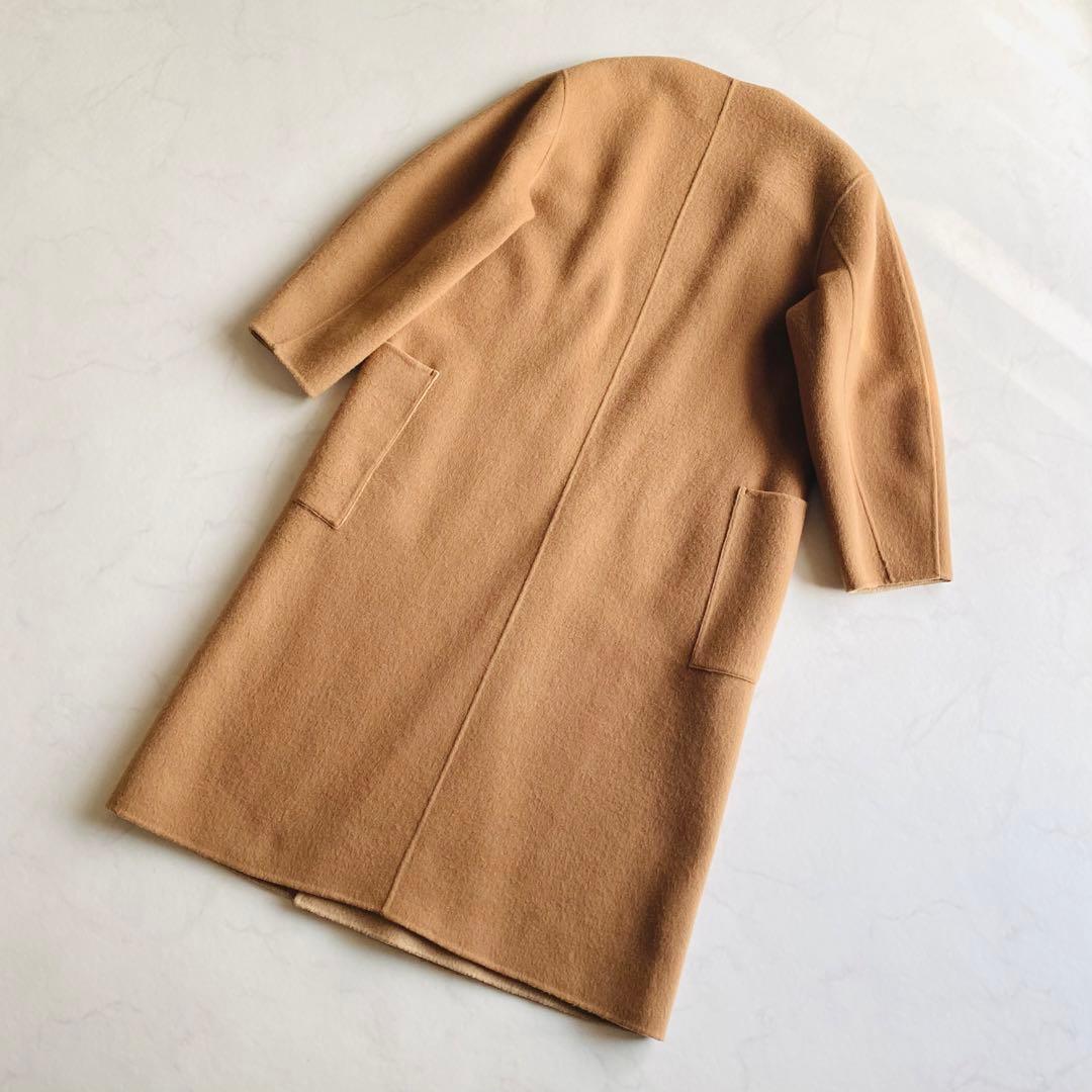 allureville ウール リバー ロングコート ウール100% バイカラー