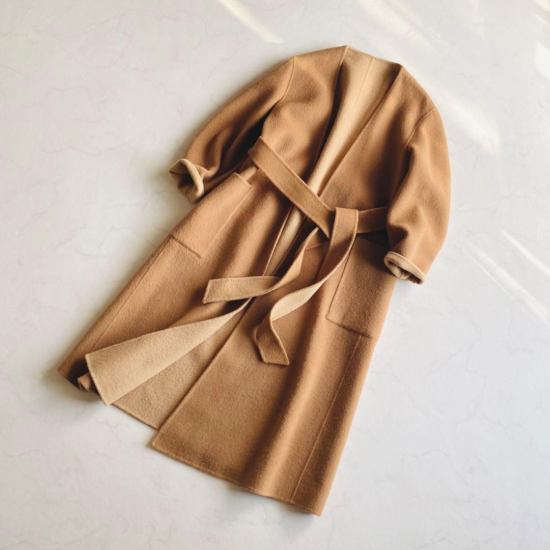 allureville ウール リバー ロングコート ウール100% バイカラー