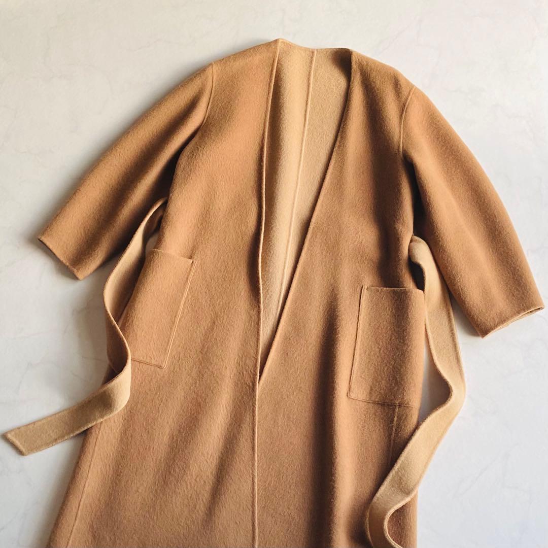 allureville ウール リバー ロングコート ウール100% バイカラー