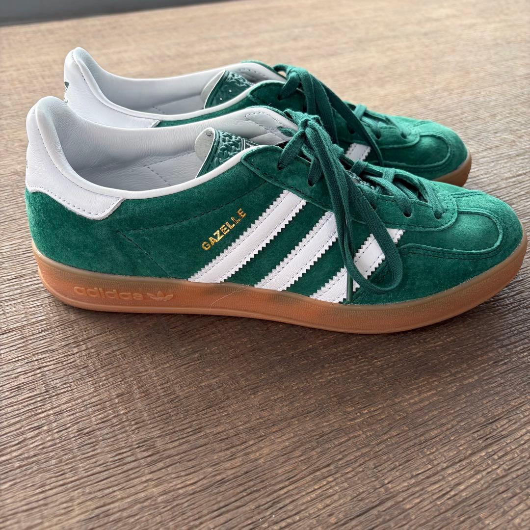 【美品】adidas ガゼル インドア グリーン 24cm スエード