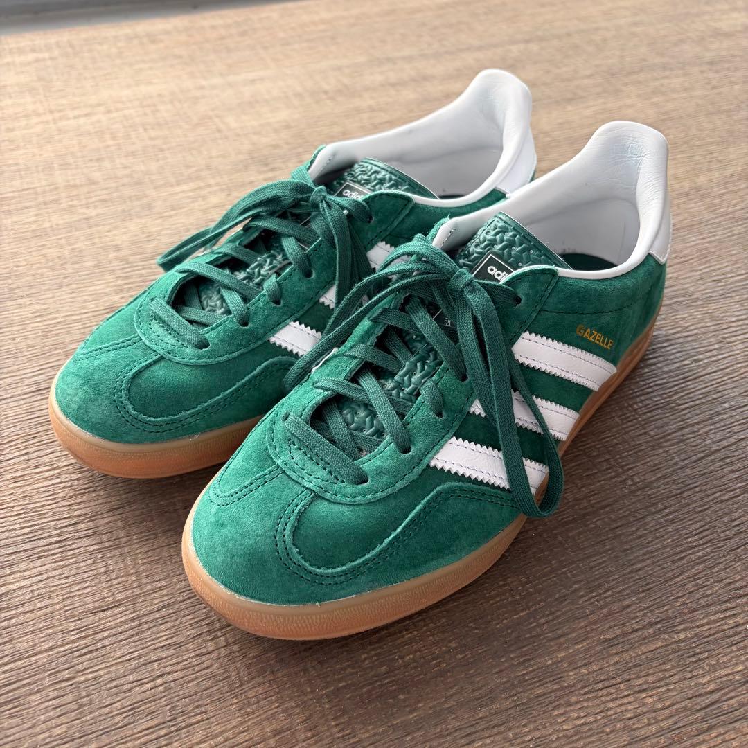 【美品】adidas ガゼル インドア グリーン 24cm スエード