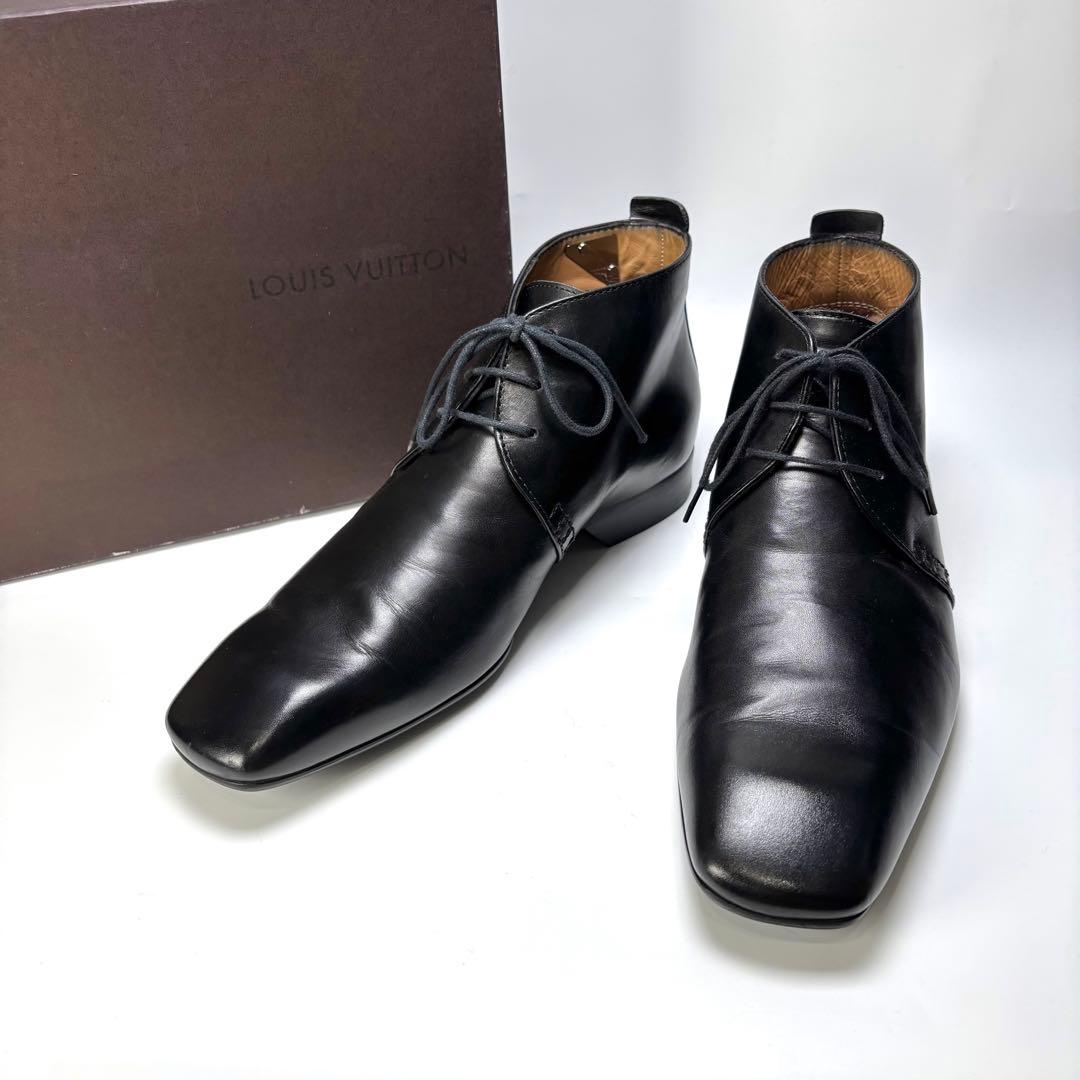 LOUIS VUITTON チャッカブーツ 6 レザー 革靴 ブラック