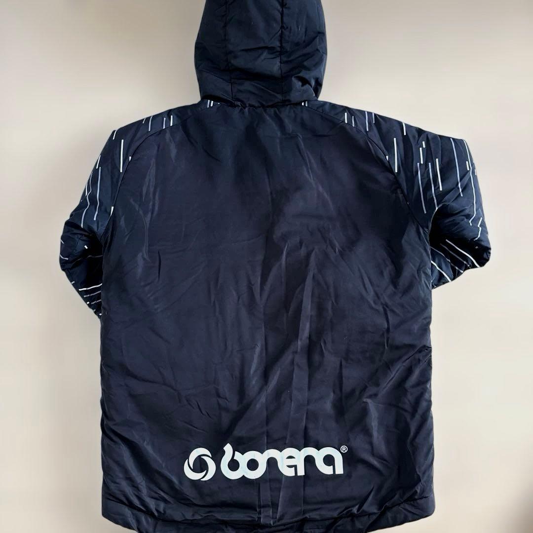 ボネーラ bonera XL ベンチコート ハーフコート　黒 ストライプ