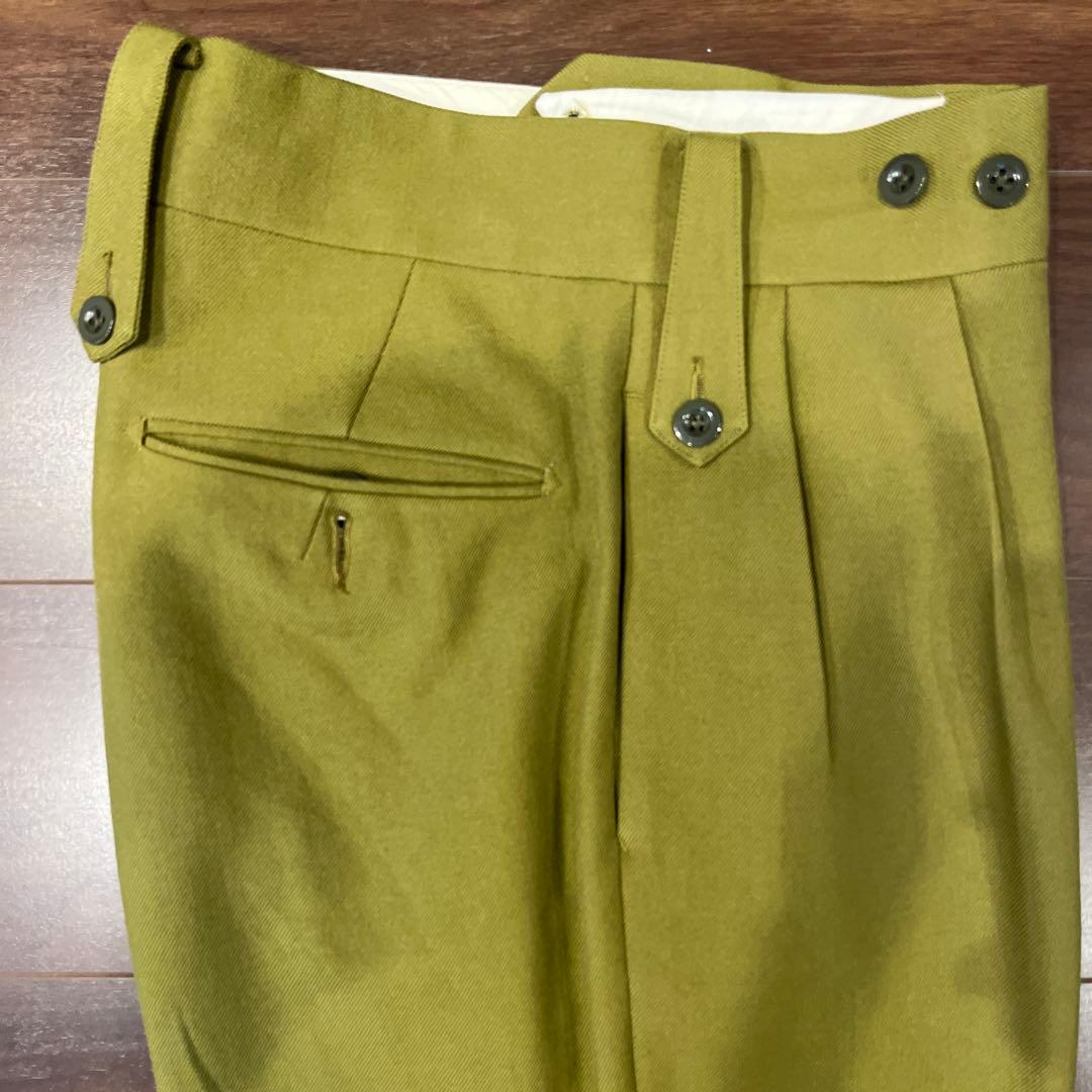 TANGENT オリーブグリーン ダブルボタンスラックス