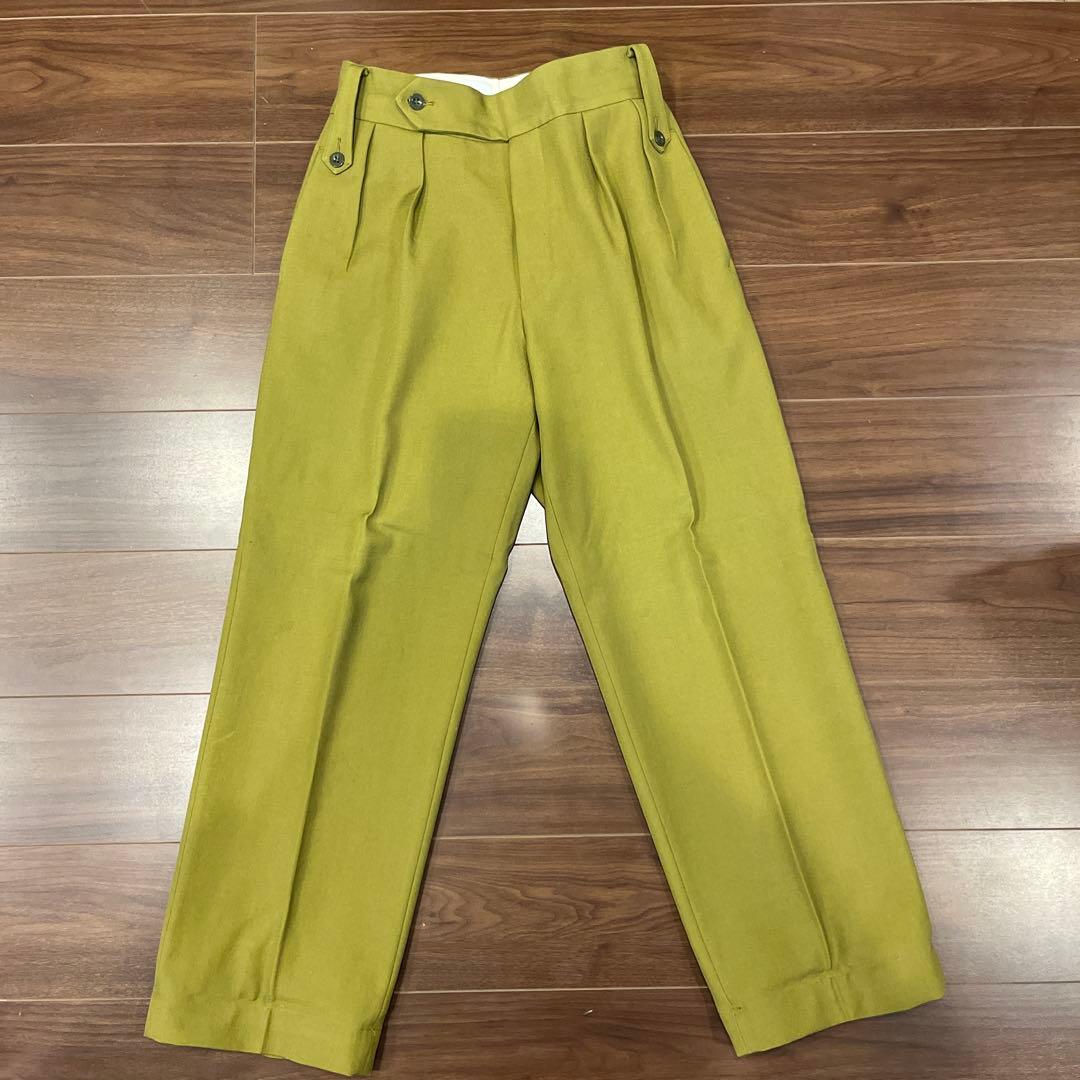 TANGENT オリーブグリーン ダブルボタンスラックス