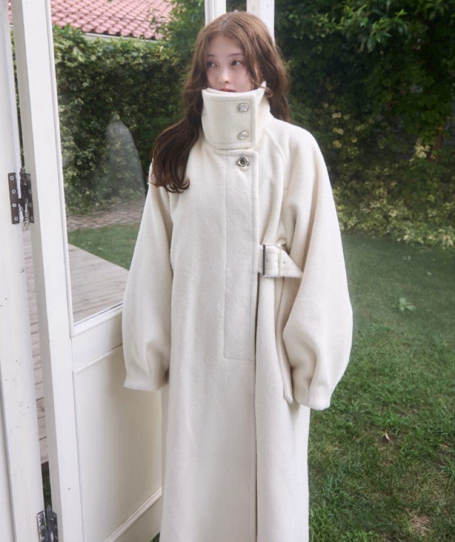 mellowneon 2wayスタンドカラーサイドベルトロングコート