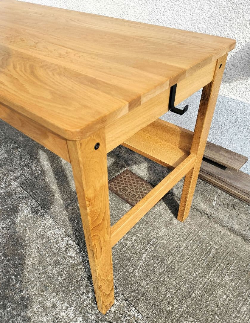 MUJI 無印 オーク 無垢材デスク（引出・足元棚付)