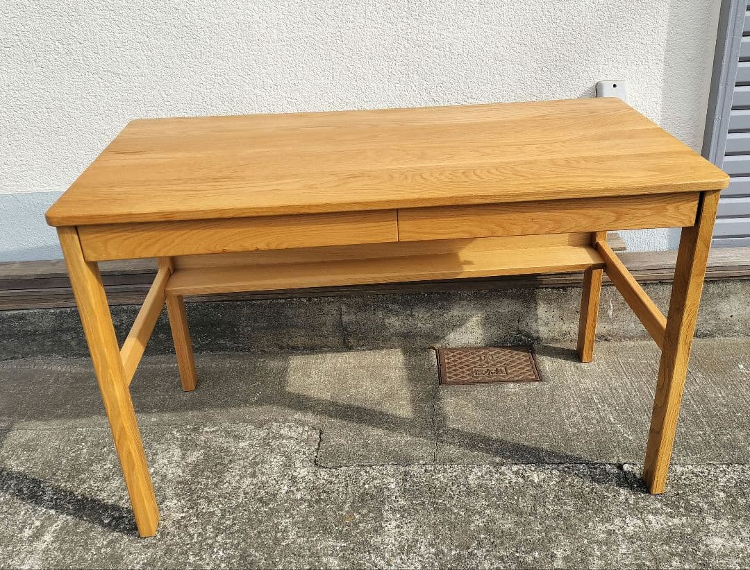 MUJI 無印 オーク 無垢材デスク（引出・足元棚付)