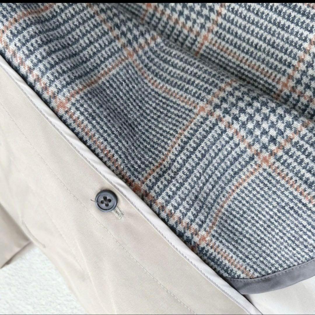 ジェイプレス　ステンカラーコート　ライナー付　ベージュ　チェック