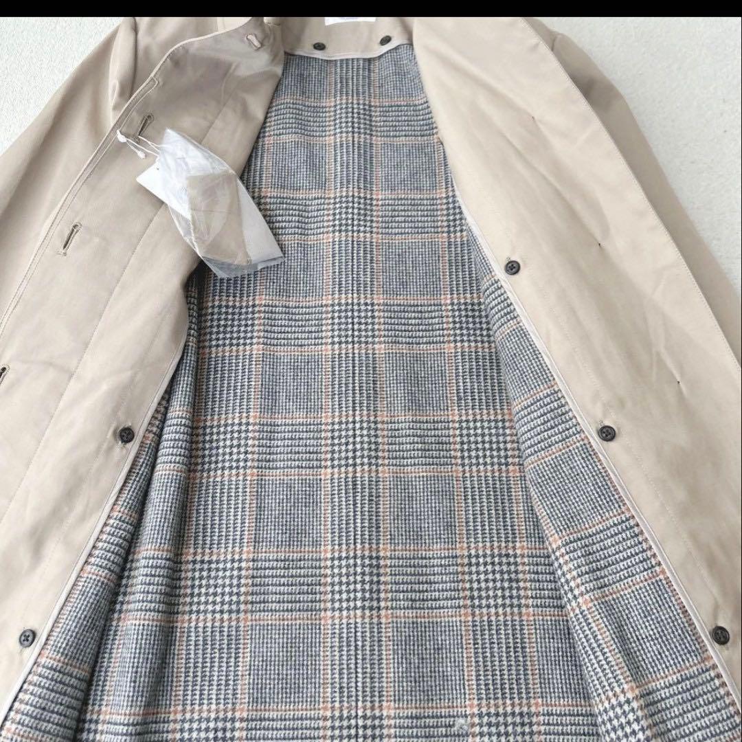 ジェイプレス　ステンカラーコート　ライナー付　ベージュ　チェック