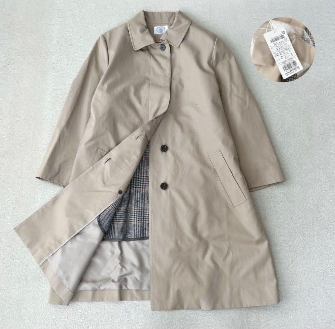 ジェイプレス　ステンカラーコート　ライナー付　ベージュ　チェック
