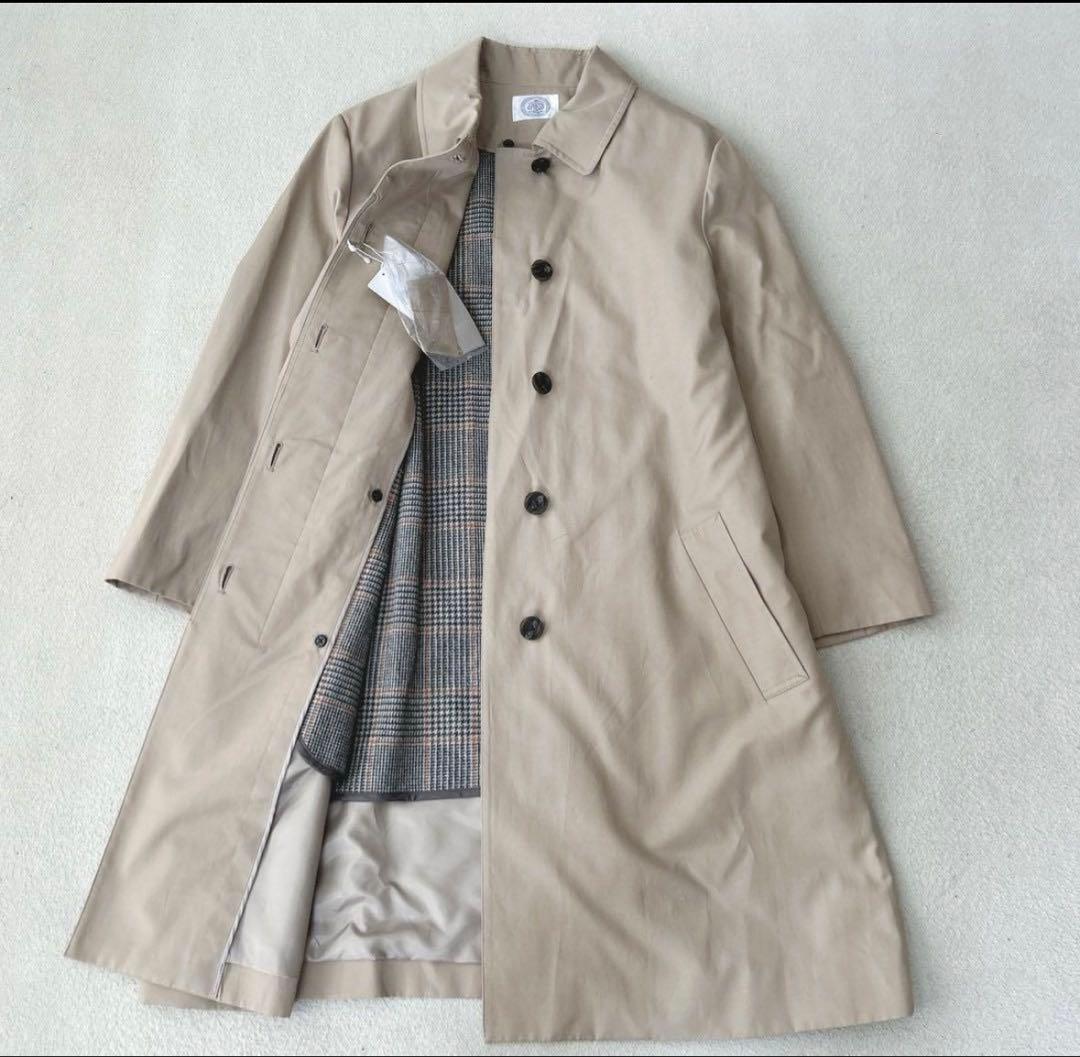 ジェイプレス　ステンカラーコート　ライナー付　ベージュ　チェック
