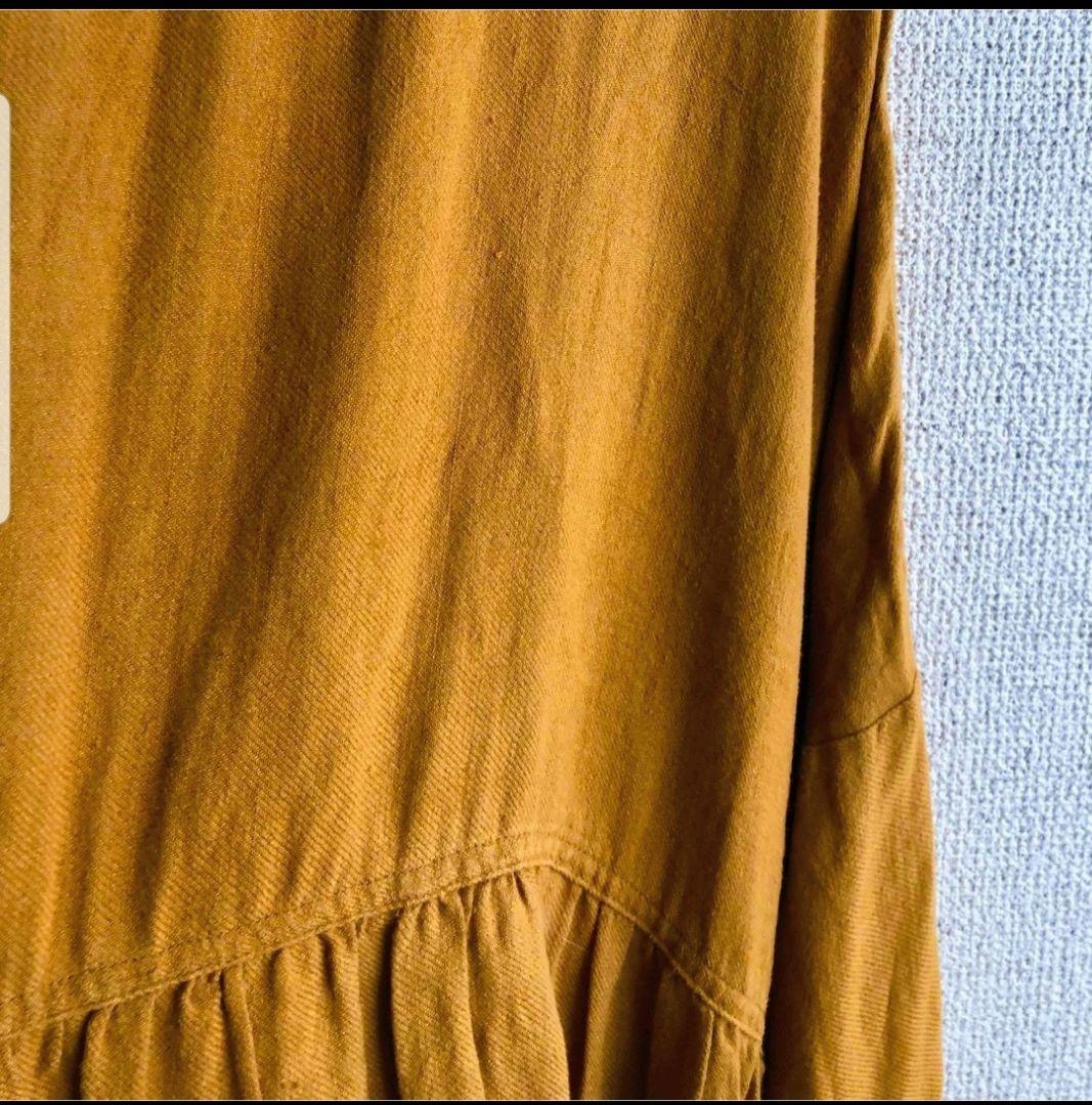 ichi Antiquites マスタード リネンビエラワンピース