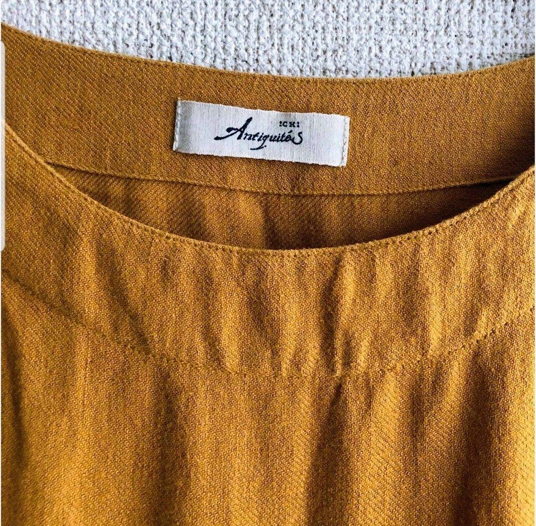 ichi Antiquites マスタード リネンビエラワンピース