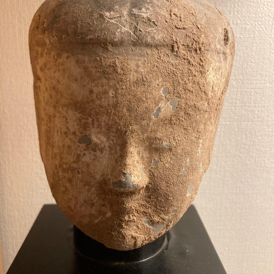 中国美術 漢時代婦人俑 発掘 「漢女」仏頭 オブジェ