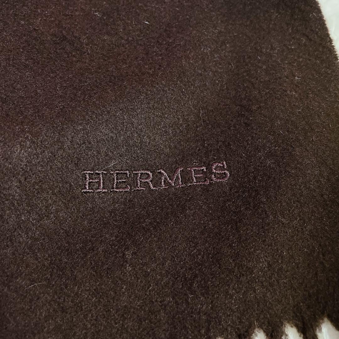 美品　エルメス　大判　マフラー　ストール　ショール　カシミヤ100% ロゴ入