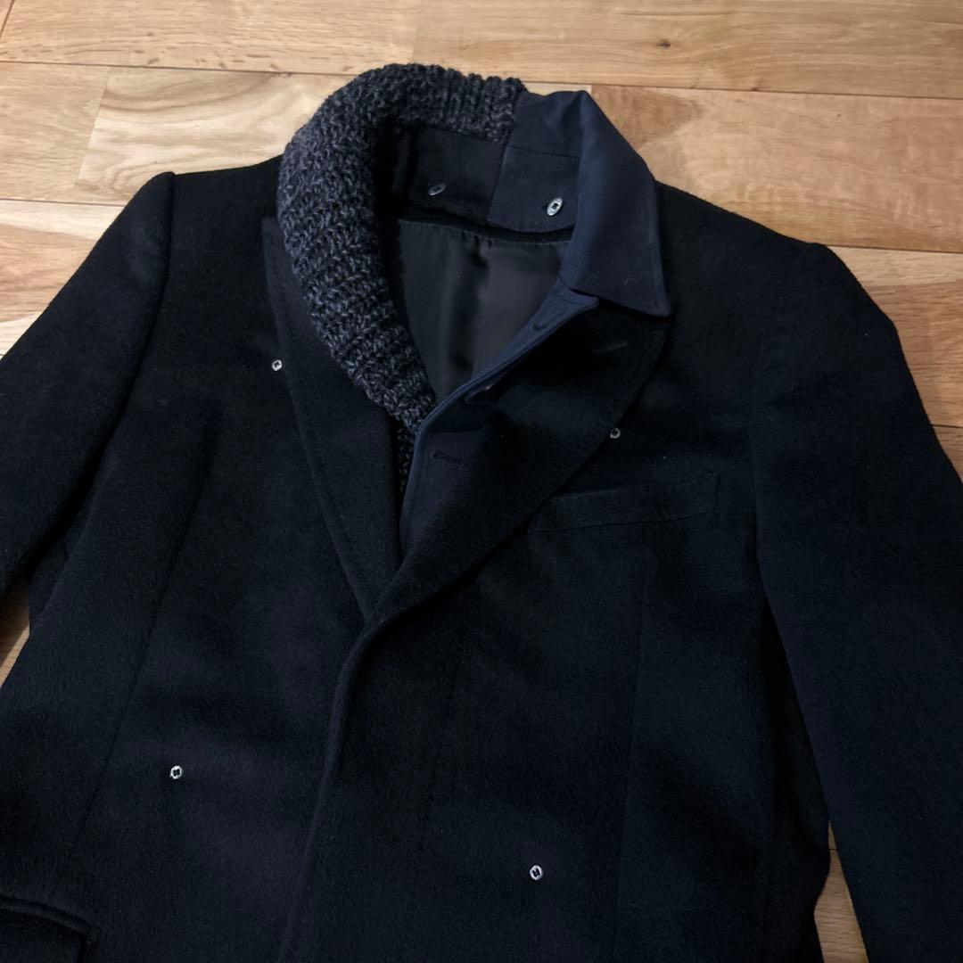 ミハラヤスヒロ アンゴラウール ドッキングチェスターコート BK 44