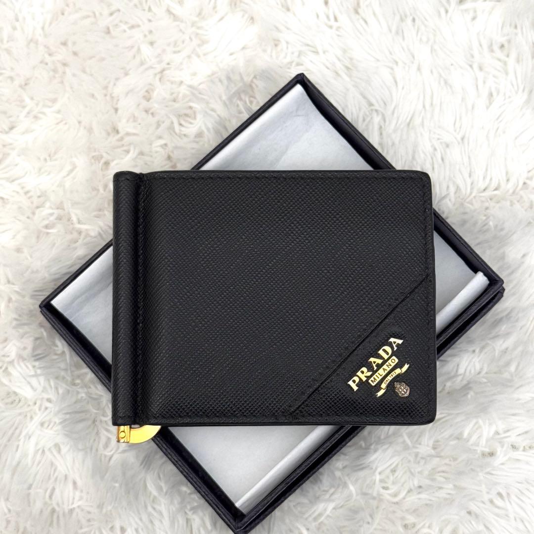 美品✨RFID内蔵 PRADA プラダ サフィアーノ マネークリップ 財布