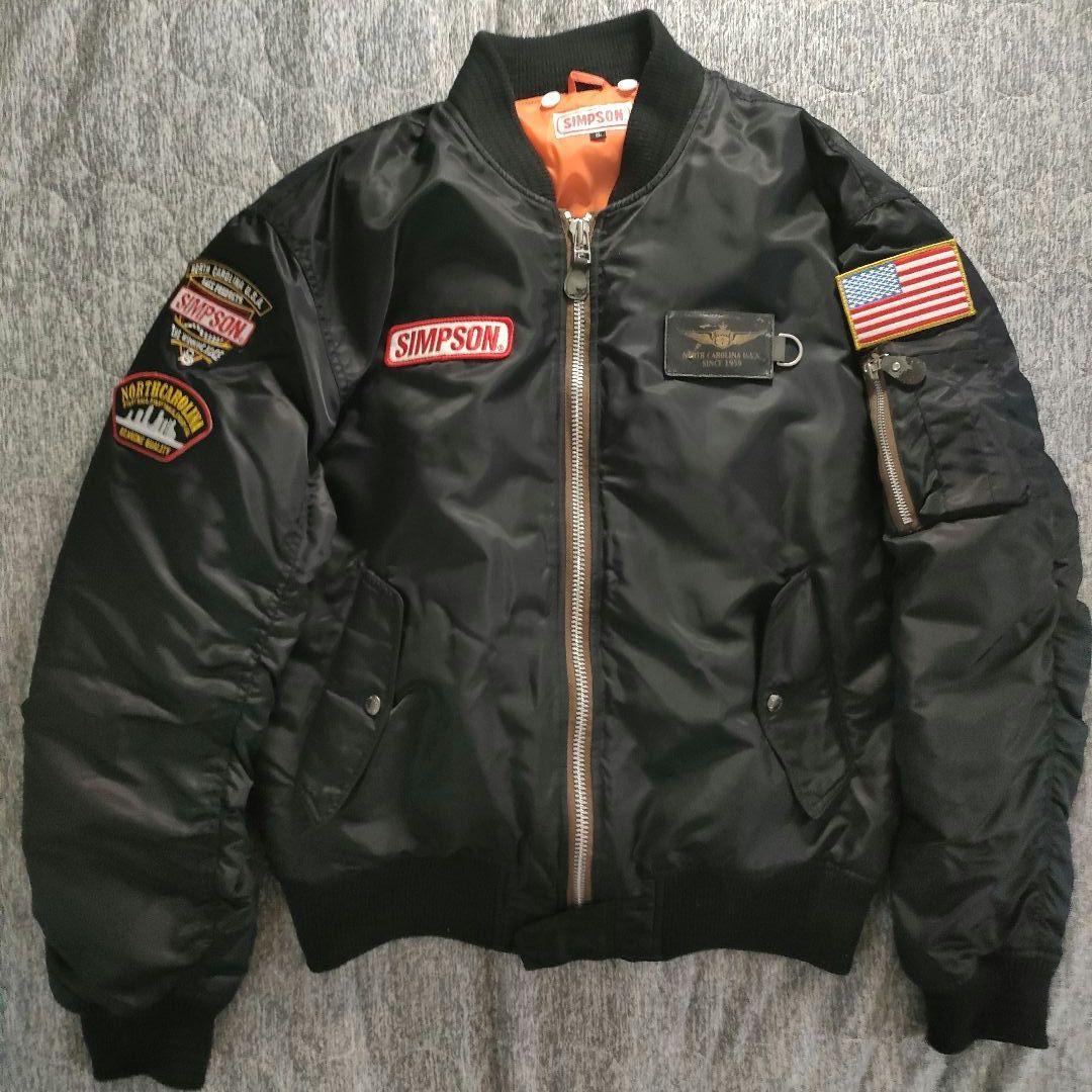 希少サイズ 3L SIMPSON MA-1 フード着脱可 フライトジャケット 黒
