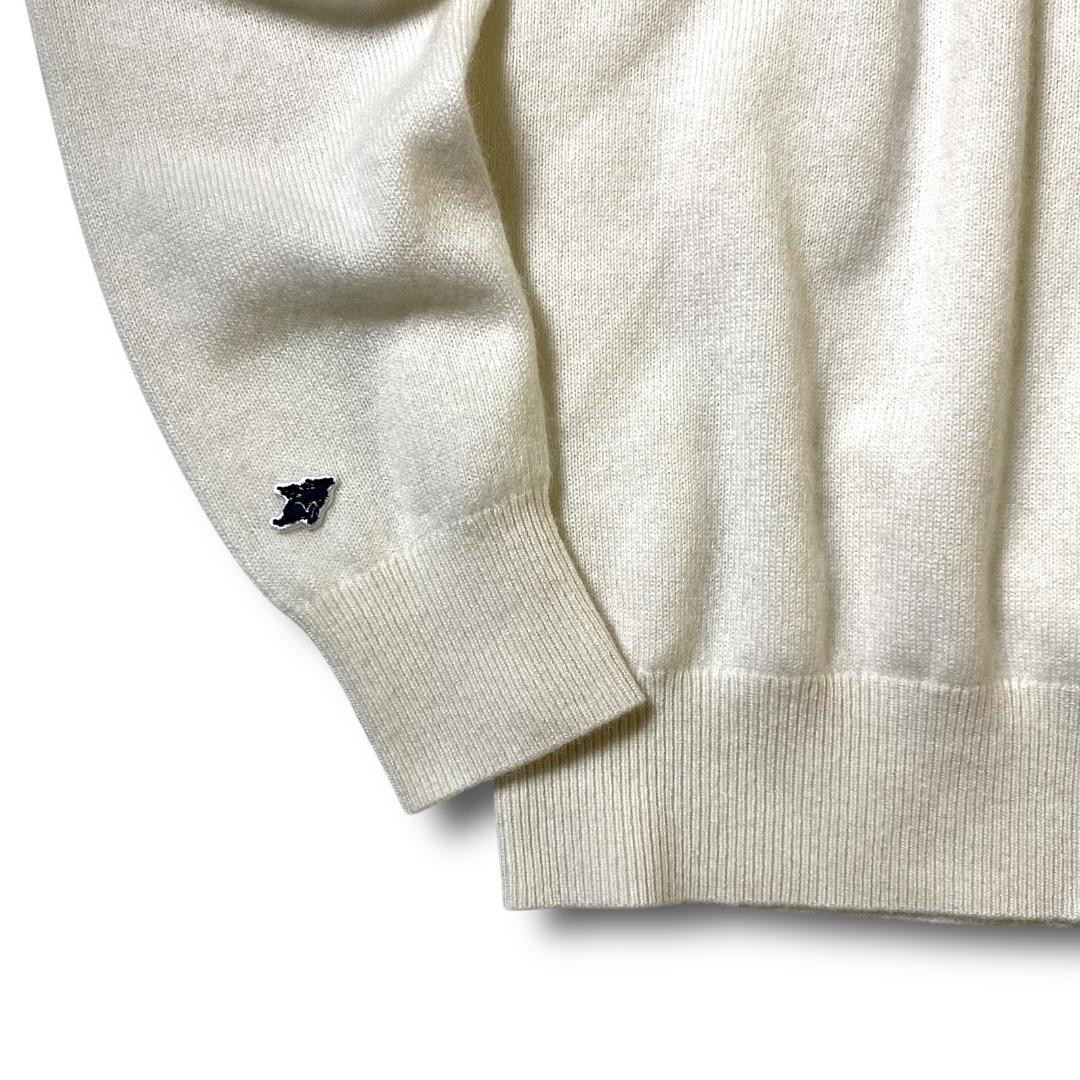 0 パーリーゲイツ カシミヤ100% ロゴ刺繍 ニット セーター 白 定3.3万