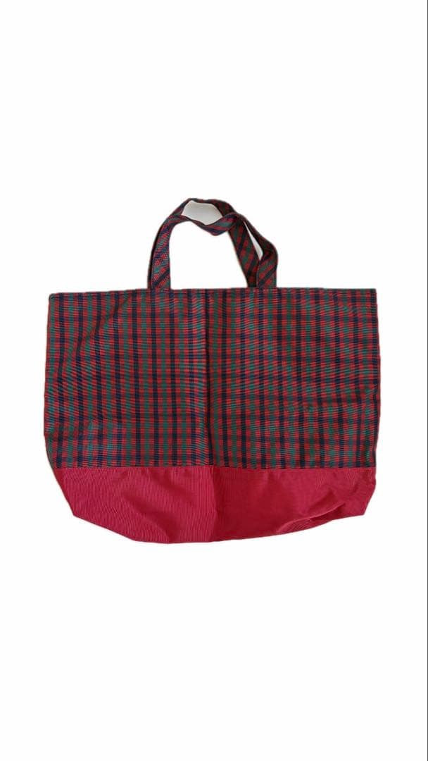 【美品】ファミリア 赤チェック トートバッグ
