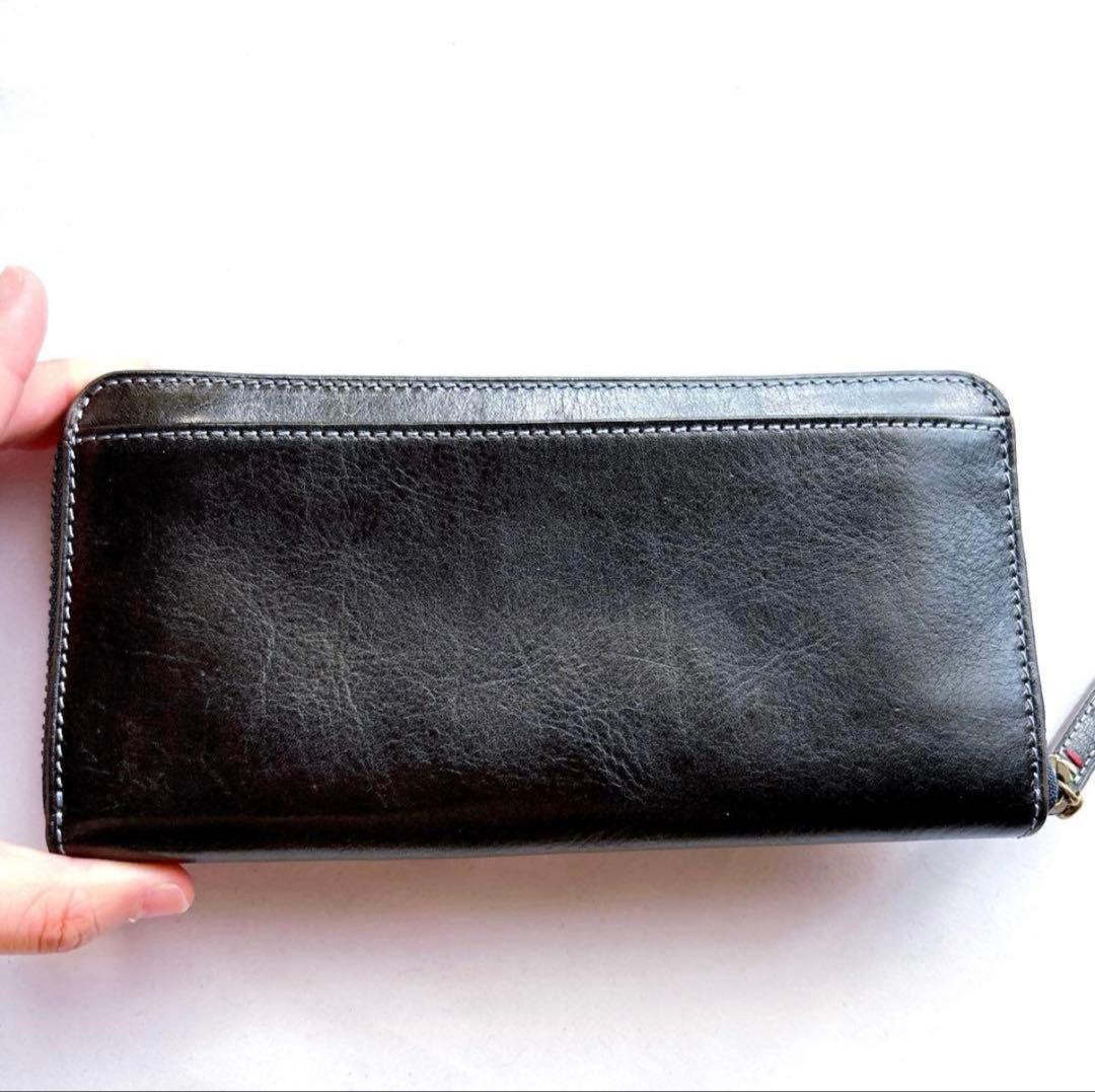 【美品】DAKOTA ダコタ トリコローレラウンドファスナー長財布 ブラック 黒