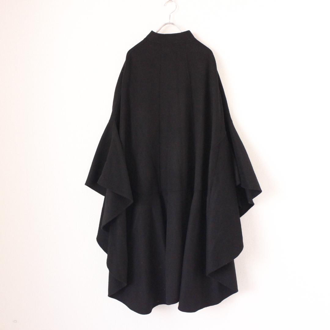 ダブルフェイスフレアロング丈ポンチョ Fサイズ ブラック 変形 魔女