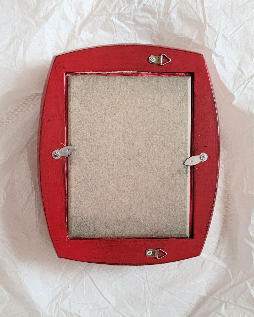 松崎融 朱漆 額縁 古布 民芸 民藝