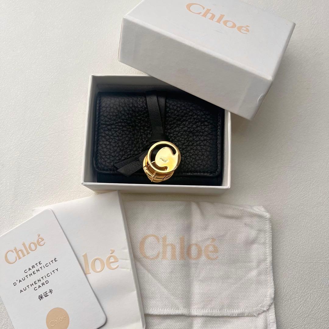 【美品】Chloé アルファベット ミニ財布 ブラック 箱付　0128-③