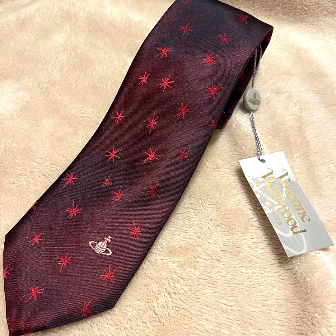 てきや【新品・未使用】希少　ヴィヴィアン　ネクタイ　オーブ　総柄　シルク