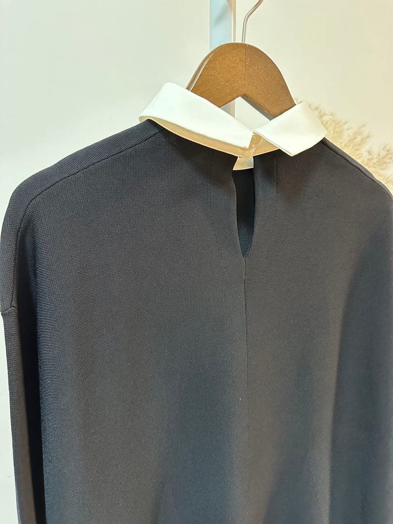 LE PHIL新品⭐️襟付きフレアニットチュニックニットポロシャツラガーシャツ