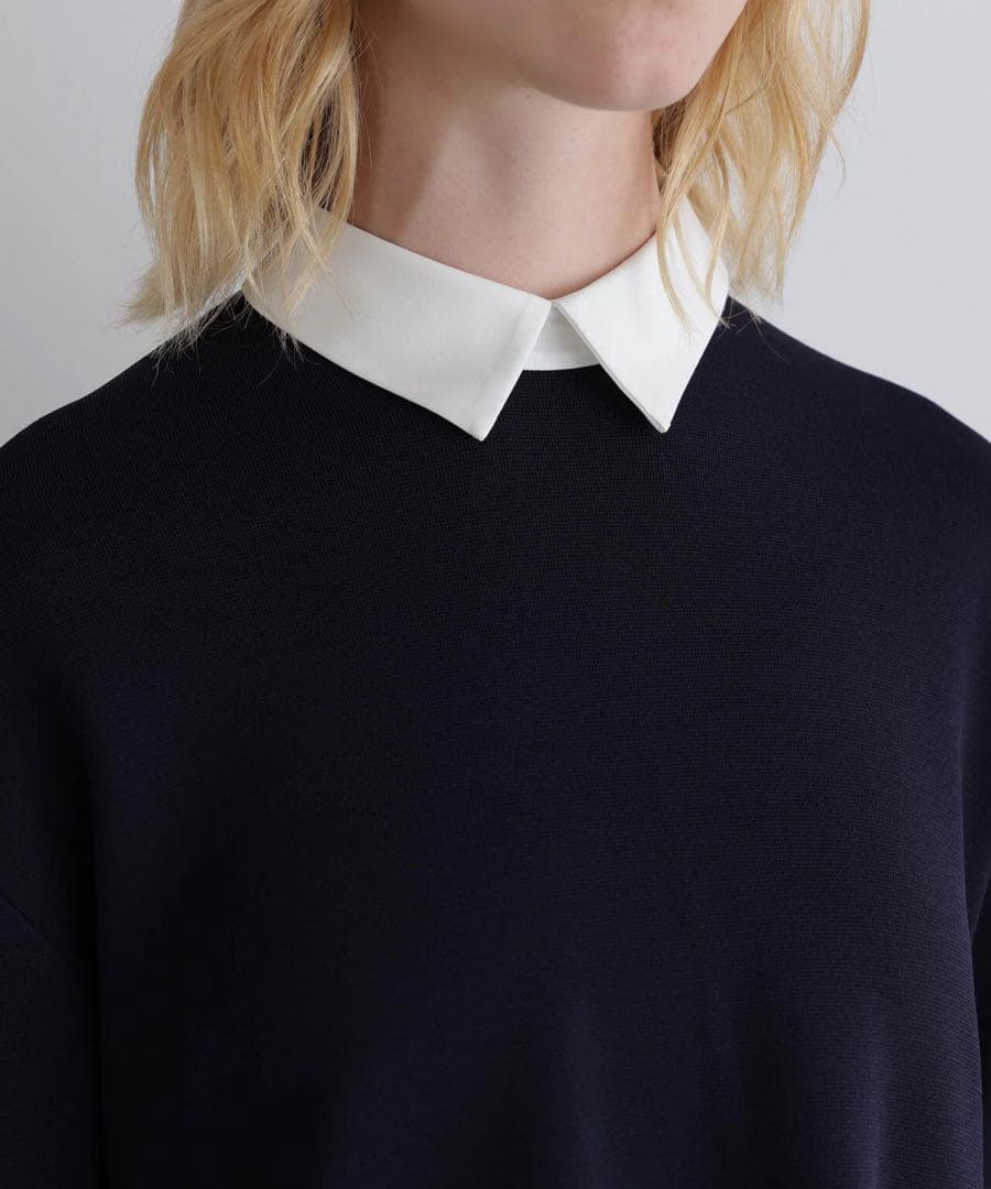 LE PHIL新品⭐️襟付きフレアニットチュニックニットポロシャツラガーシャツ