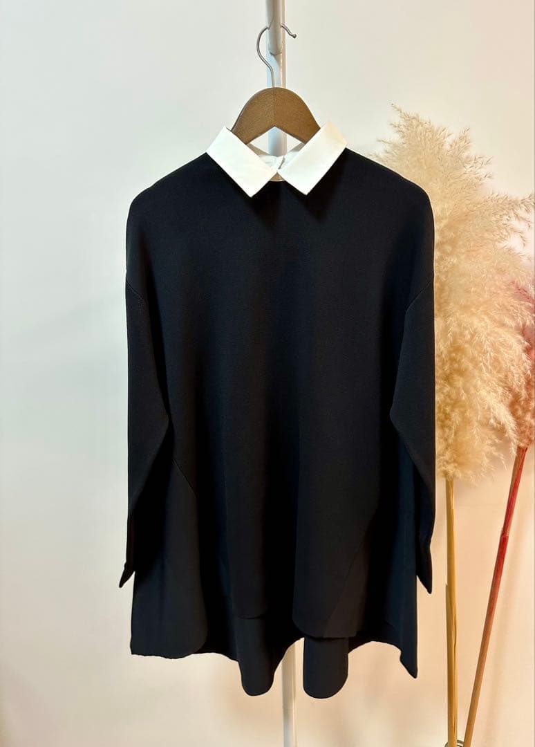 LE PHIL新品⭐️襟付きフレアニットチュニックニットポロシャツラガーシャツ