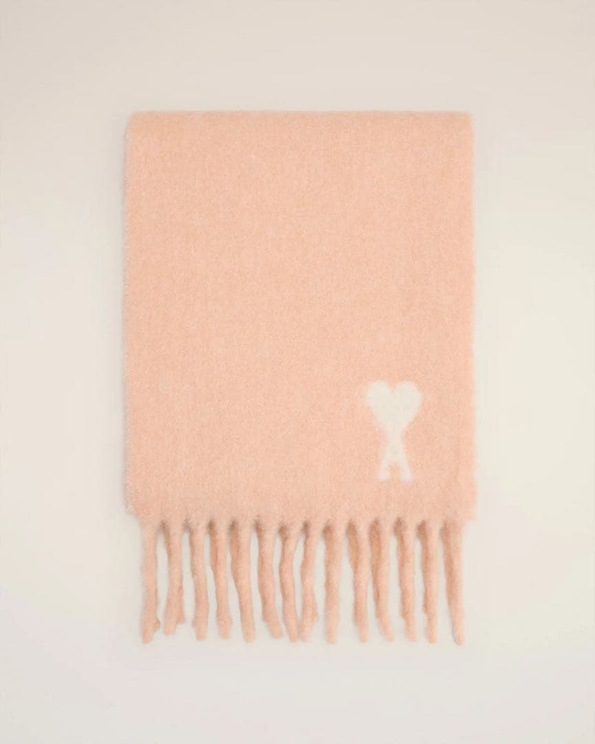 AmiParis／AMIDECOEUR￤ピンク アルパカ オフホワイト スカーフ
