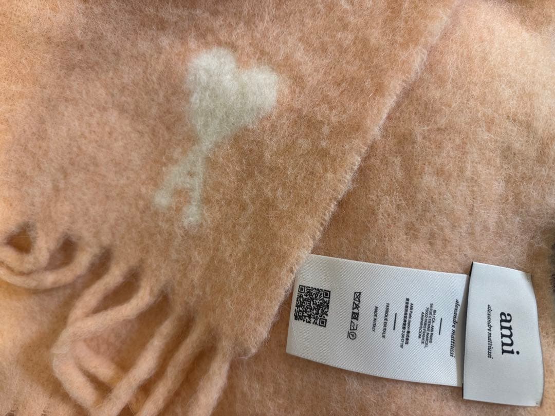 AmiParis／AMIDECOEUR￤ピンク アルパカ オフホワイト スカーフ