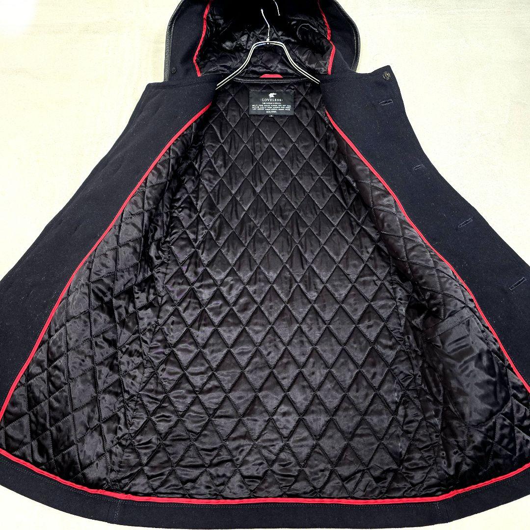 ラブレス ナポレオンコート カシミヤ ダッフルコート 銀ボタン フード 黒 S