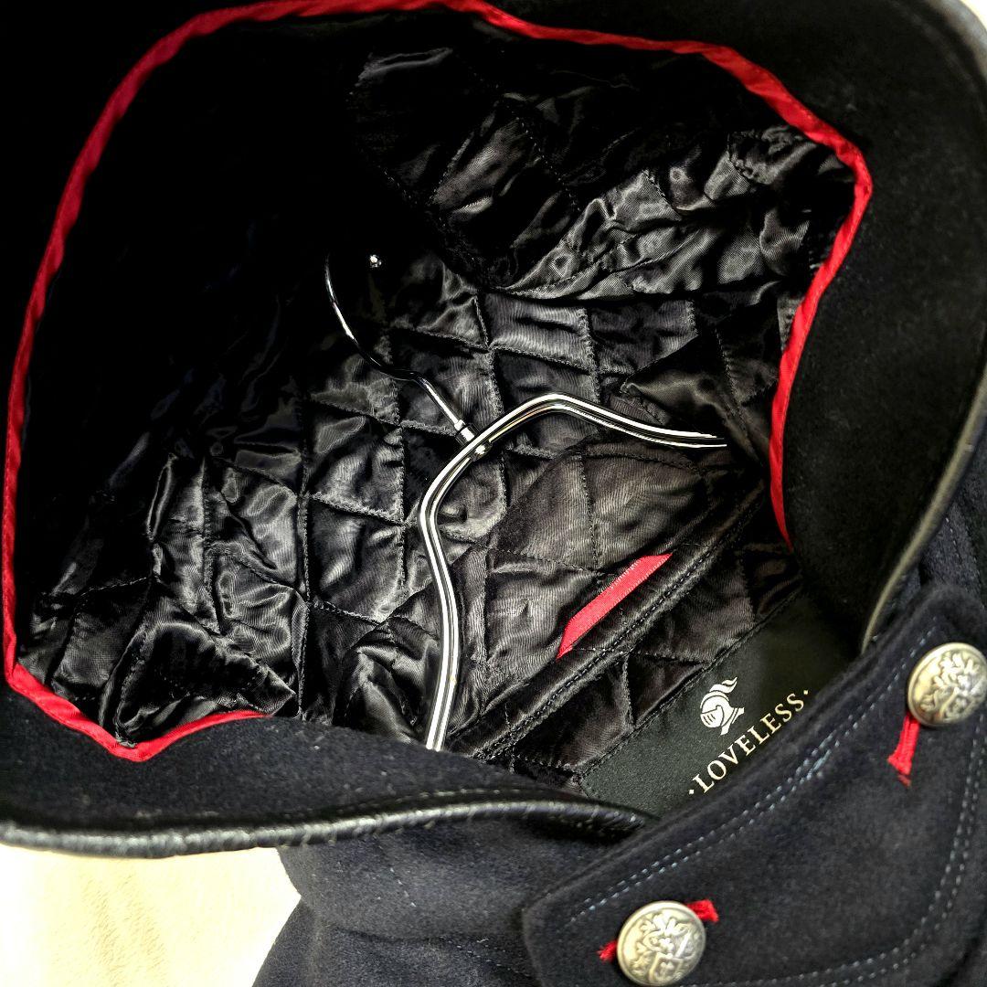 ラブレス ナポレオンコート カシミヤ ダッフルコート 銀ボタン フード 黒 S