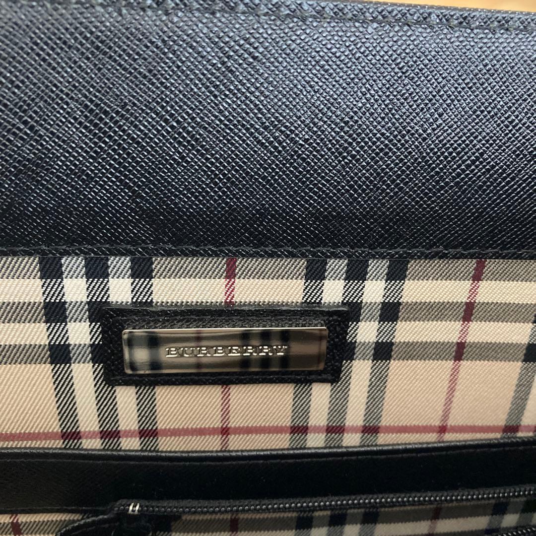 BURBERRY ビジネスバッグ 黒 レザー 大きめ